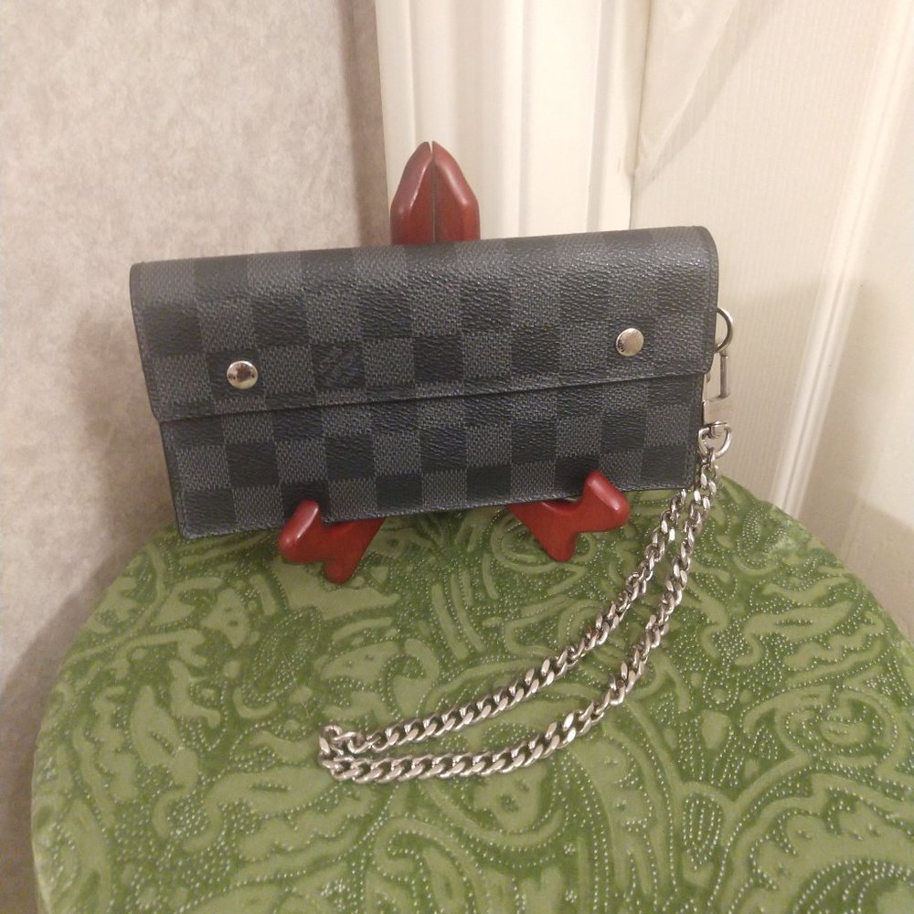 Louis Vuitton Graphite Accordion Wallet with Chain